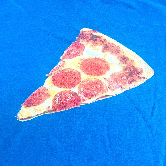 XL Blue Canvas Pepperoni Pizza Slice T-shirt - Picture 1 of 3
